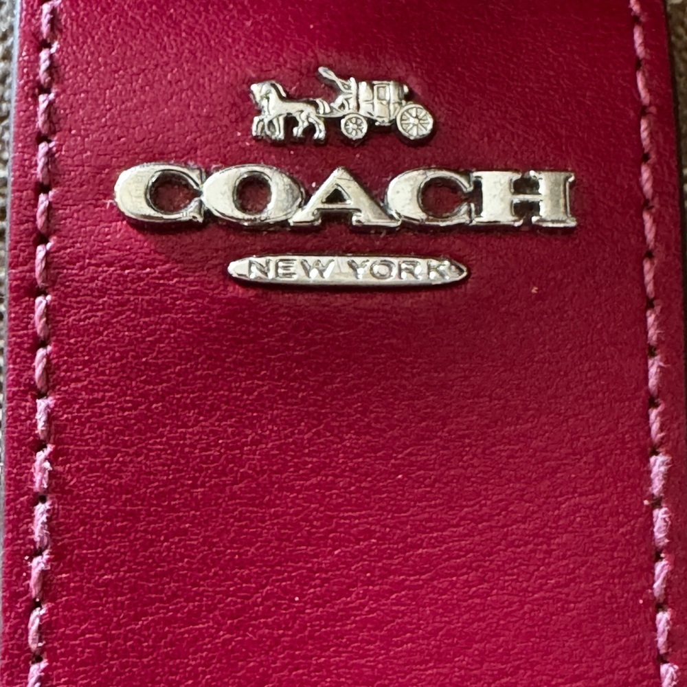Coach Tan and Raspberry Pink Zip-Around Wallet - Picture 3 of 6